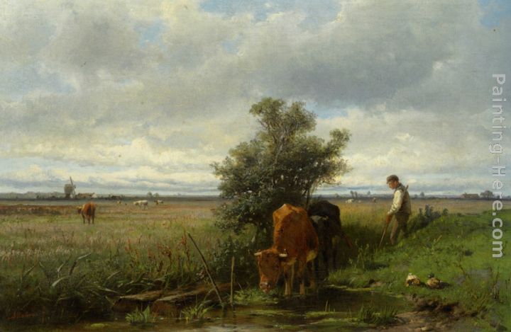 Cattle Watering painting - Anton Mauve Cattle Watering art painting